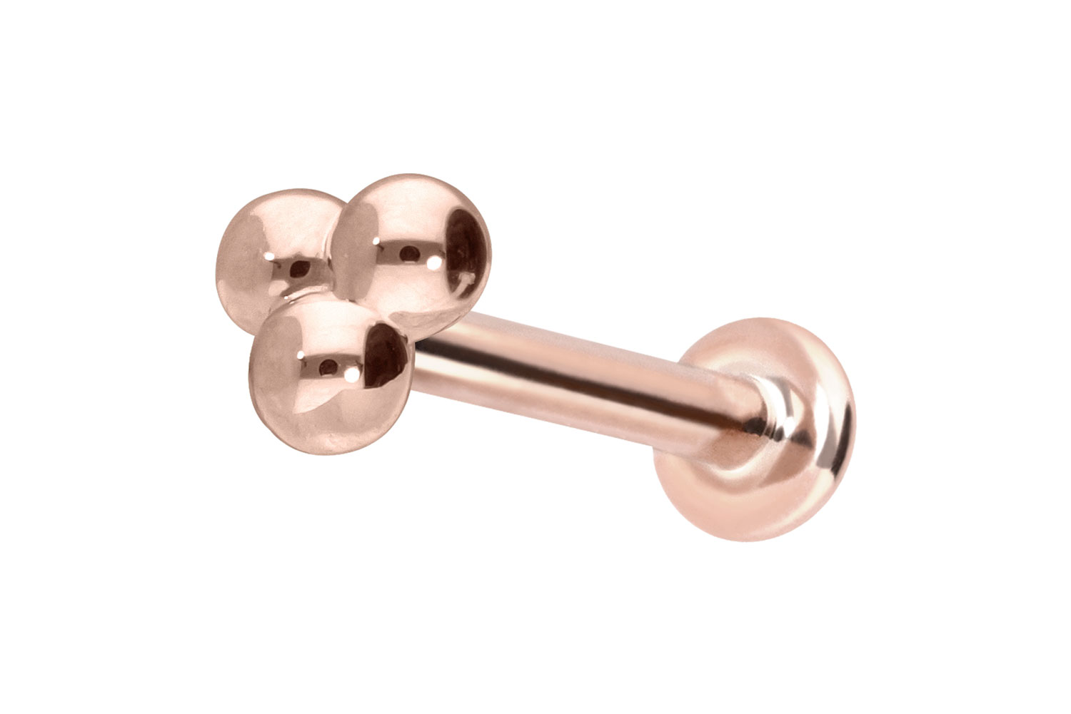 14 Karat Gold Labret Piercing mit Innengewinde 3 KUGELN